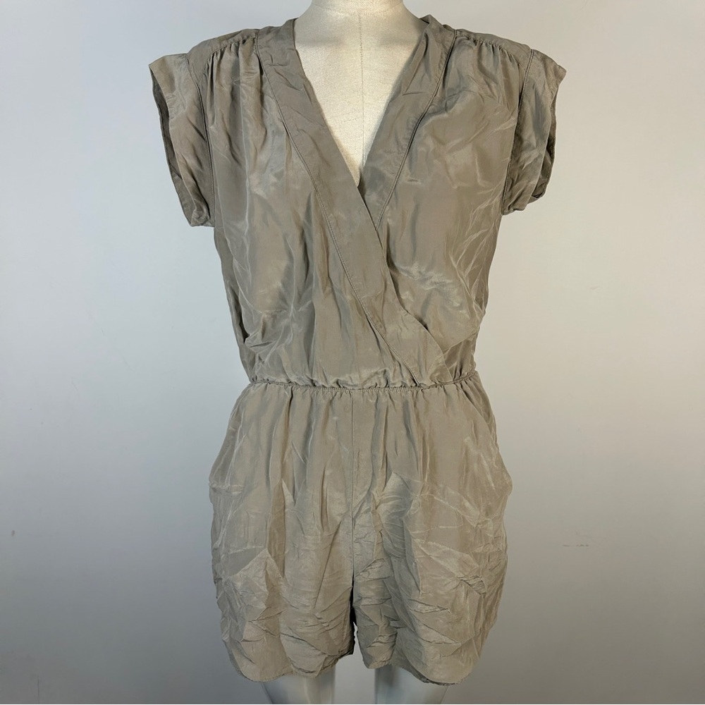 Babaton 100% Beige Wrap Jumpsuit Romper S
